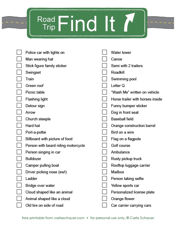 Printable Games For Car Rides
